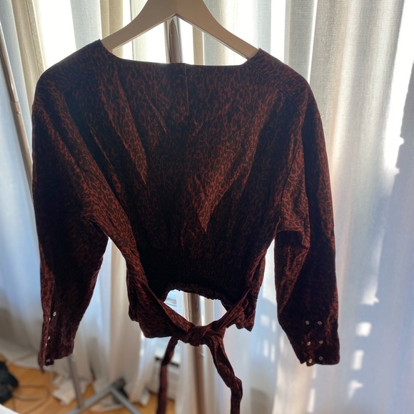 Super cute top M Simons. Burgundy and leopard. - Picture 3 of 4